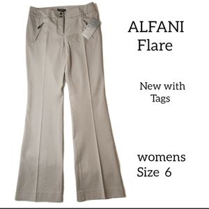 ALFANI WOMENS FLARE PANTS SIZE 6 KHAKI COLOR NEW WITH TAGS